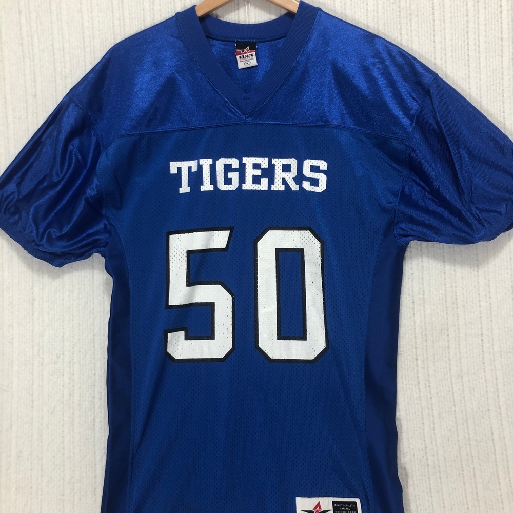 Alleson Athletic Tigers 50 Football Jersey Blue‎ Medium V Neck